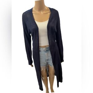 Beautiful navy blue duster length cardigan
